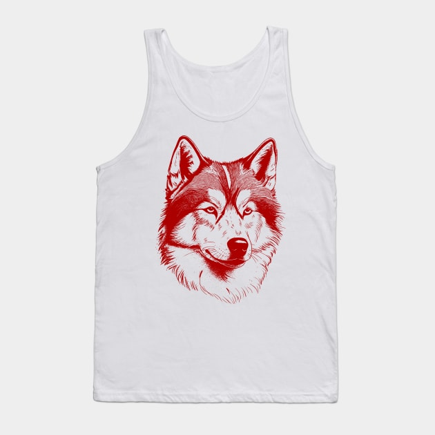 Alaskan Malamute dog minimalistic art illustration in red Tank Top by Danielleroyer